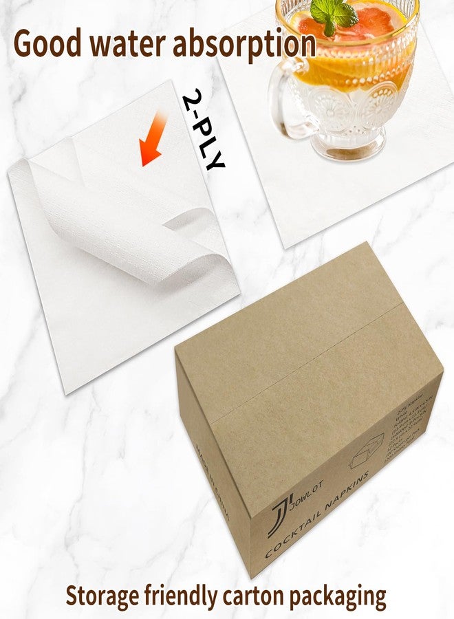 JOWLOT Cocktail Napkins - 1200 Count 2-Ply White Napkins Disposable, 4.5 x 4.5 Inch Folded Paper Napkins Bulk Beverage Napkins for Dinner Wedding Bar Party and Everyday Use - Image 3